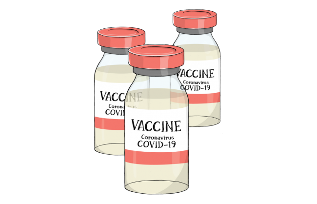 Illustration of vials of the vaccine for COVID-19